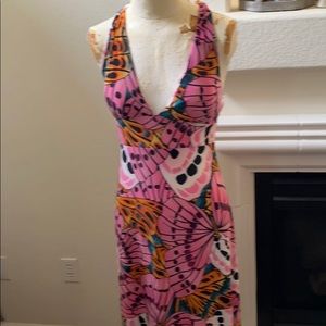 Maxi pink dress with butterflies